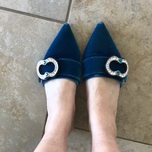 Prada blue velvet slides 💯 authentic worn with ♥️